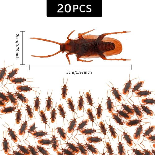 Miniatura 2 de Diueoly Cucarachas falsas, 20 piezas de cucarachas falsas realistas, divertidos juguetes de broma de plástico falsos, bromas falsas, regalos