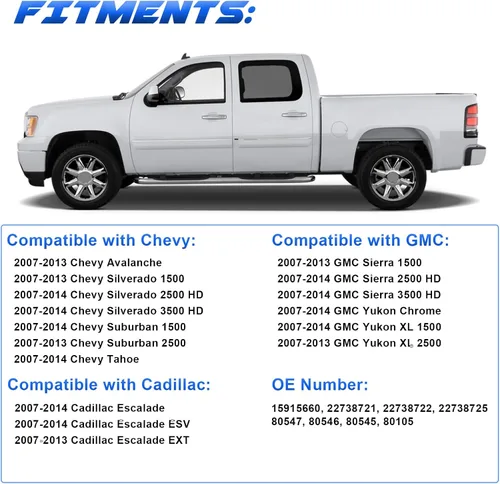 Miniatura 3 de Juego de 4 manijas exteriores para Chevy Silverado 1500 2500 Tahoe Suburban Avalanche GMC Sierra Yukon Cadillac Escalade 2007 2008 2009 2010 2011