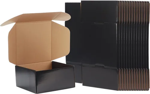 Miniatura 17 de EXYGLO Paquete de 40 cajas de envío de 6 x 4 x 3 pulgadas, cajas de cartón corrugado negras para embalaje de pequeñas empresas, mudanza, envío