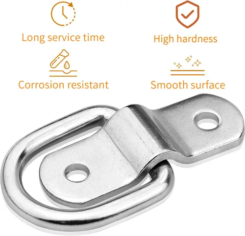 Miniatura 3 de Anclaje de amarre con anilla en D de 1/4 de pulgada para montaje en superficie resistente, anillos de amarre para montaje en piso, 2400 libras