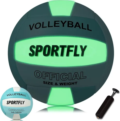 Official Size 5 Glow in The Dark Volleyball, Fluorescent Light Night Volleyball Soft Indoor Outdoor Gift Night Ball for Game Gym Training Beach Play