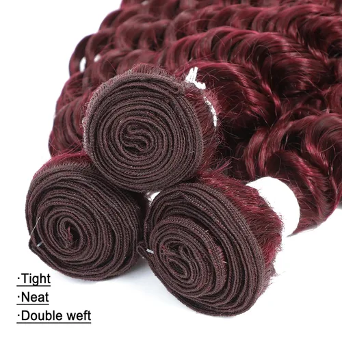 Miniatura 6 de Paquete de cabello humano virgen brasileño de 12 pulgadas, color borgoña 99j, extensiones de cabello humano virgen brasileño para mujeres
