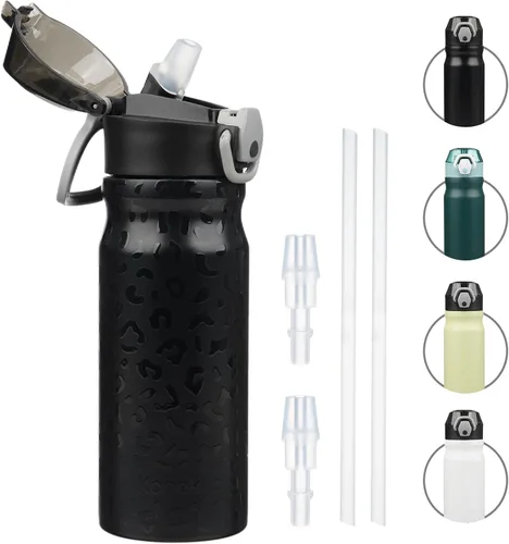 Miniatura 6 de Konokyo Botella de agua aislada de 22 onzas con pajilla, asa de transporte, verde militar