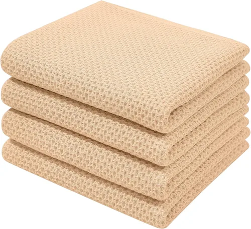 Miniatura 263 de Homaxy Paños de cocina de 100% algodón con tejido de gofre, ultra suaves, absorbentes, de secado rápido, 12 x 12 pulgadas, paquete de 6, amarillo