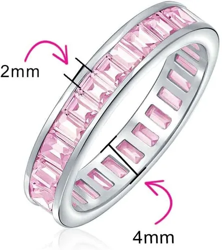 Miniatura 4 de AAA Cubic Zirconia Joya Multi Color Simulado Gemas Canales Set Rectángulo Corte Esmeralda Baguette CZ Anillo de Eternidad Anillo de Aniversario