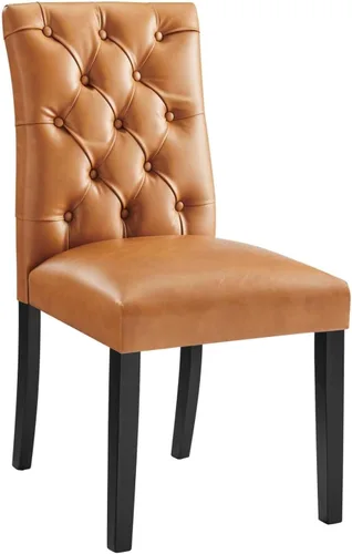 Miniatura 7 de Modway MO- Duchess - Silla de comedor tapizada de piel sintética con botones capitoné, color negro