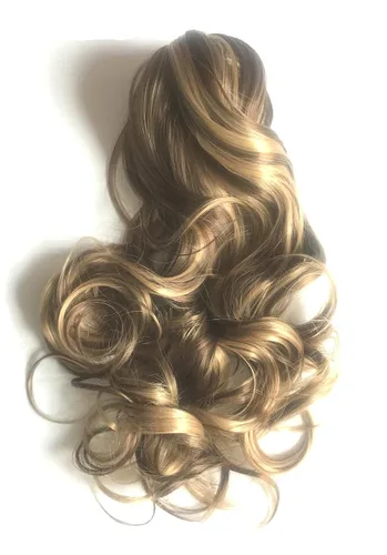 Miniatura 9 de SHOWTIME Extensiones de cola de caballo onduladas con clip de garra de 14 pulgadas, color rubio platino claro decolorado #613, fibra resistente al