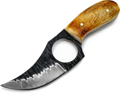 Miniatura 4 de Titan International Knives Cuchillo para despellejar de acero de carbono 1080 Cuchillo de caza de hoja fija pequeño hecho a mano Cuchillo