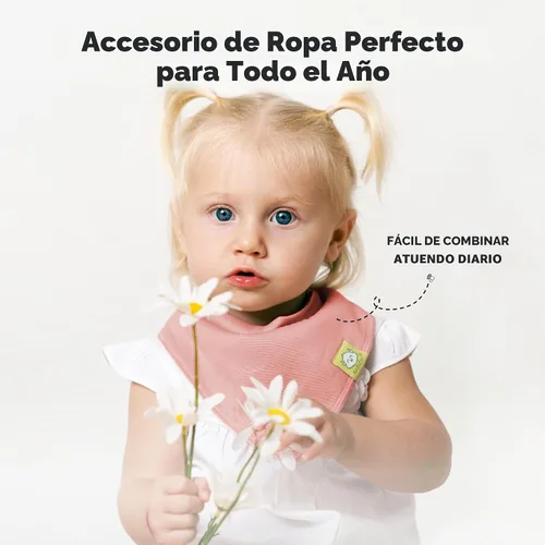 Miniatura 8 de KeaBabies 8 unidades de baberos tipo bandana orgánicos para niñas - Baberos tipo triángulo súper absorbentes para bebés que babean y están en Pastel