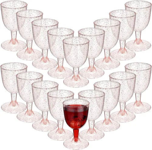 Miniatura 9 de Didaey 48 copas de vino de plástico desechables de 6 onzas, copas de vino para fiestas, vasos de plástico duro con tallo apilables para copas