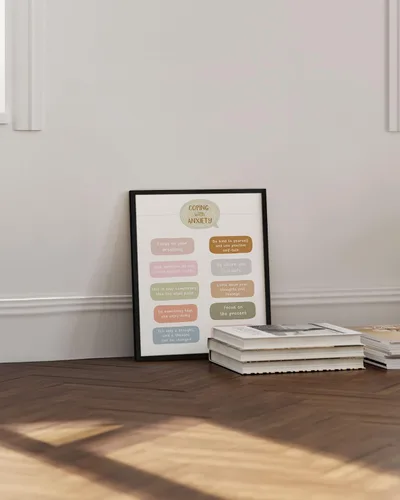 Miniatura 5 de Haus and Hues Carteles de salud mental – Póster de emociones psicología, pósteres de terapia para terapeuta, consejero de oficina, artículos