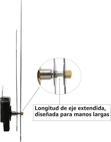 Miniatura 3 de TIKROUND Mecanismos de movimiento de reloj de pared de cuarzo DIY con pilas de repuesto, piezas de reparación con 260 mm/ 10.2 pulgadas de largo