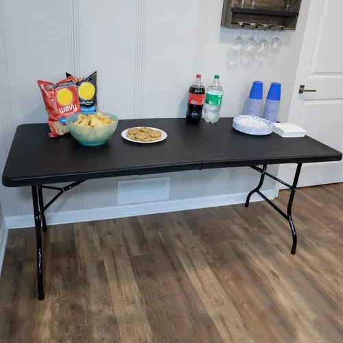 Miniatura 2 de Lavish Home Mesas plegables portátiles – Escritorio plegable portátil ligero – Mesa de plástico de 6 pies de largo para camping, jugar a las cartas