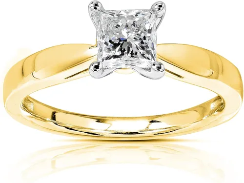 Miniatura 4 de Kobelli Anillo solitario de compromiso de diamante de 12 quilates (quilates) en oro de 14 quilates