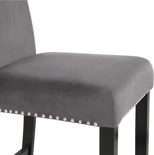 Miniatura 7 de New Classic Furniture Celeste - Juego de 2 sillas de comedor tapizadas en terciopelo gris, altura de mostrador, silla de pub, para encimera