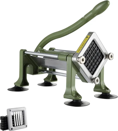 VEVOR Cortador de papas fritas, cortador de patatas con hoja de acero inoxidable de 1/2 pulgada, cortador manual de papas con ventosas, ideal para