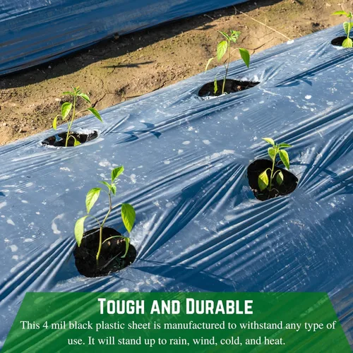 Miniatura 5 de Farm Plastic Supply - Láminas de plástico negro - 4 mil - (10' x 100') - Lona negra, láminas de barrera de vapor de polietileno, lona para pintores