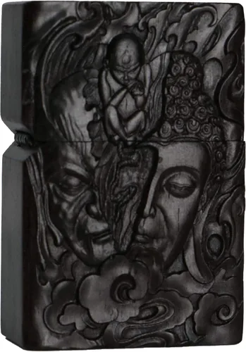 Miniatura 18 de Caja de carcasa de madera de ébano negro natural tallada para módulo Zippo (Serpiente Cobra)