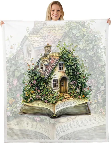 Miniatura 50 de Manta de cama de margaritas blancas, manta de franela rústica con flores florecientes de jardín natural para decoración de habitaciones, manta