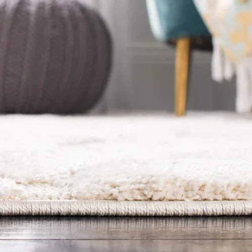 Miniatura 4 de SAFAVIEH Florida Shag Collection Alfombra de Área - Redonda de 5', Crema y Crema, Diseño de Volutas, No Desprende Pelusa y Fácil de Limpiar, Pelo