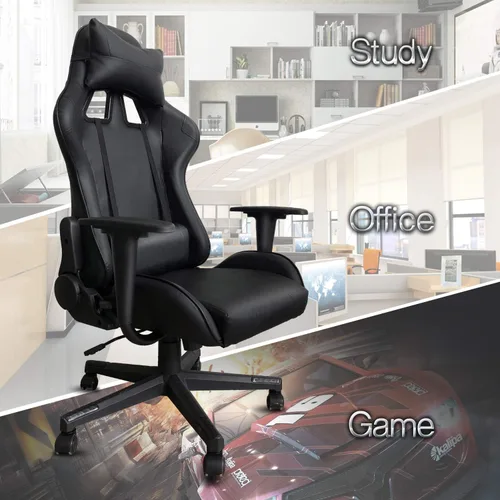 Miniatura 7 de Silla de gamer con reposacabezas y apoyo lumbar, silla giratoria y reclinable de oficina de altura ajustable y respaldo alto