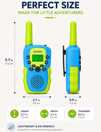Miniatura 2 de Baturu Walkie Talkies para niños, paquete de 3, regalos para niños y niñas, juguetes de 5-10 años de edad Azul Amarillo Verde Rosa