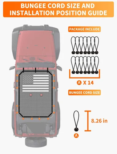 Miniatura 3 de Savadicar Parasol completo de malla para Jeep Wrangler JK JKU 2007-2018 de 4 puertas, proporciona protección UV, poliéster duradero, color negro