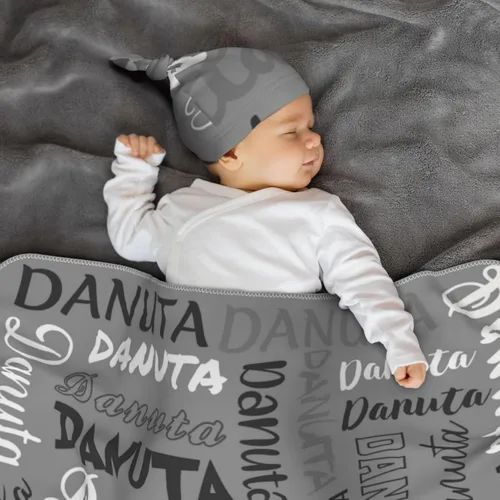 Miniatura 3 de Juego de manta personalizada para bebé con diadema acogedora y sombrero para niñas y niños recién nacidos, manta personalizada con nombre de bebé
