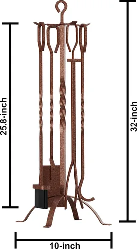 Miniatura 6 de Fire Beauty Juego de 5 herramientas para chimenea, accesorios de chimenea, soporte de herramientas con asas, herramientas para decoración