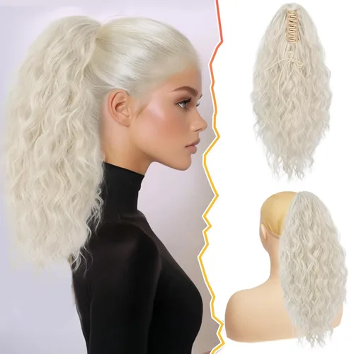 Miniatura 10 de BARSDAR Extensión de cola de caballo negra, extensiones de cabello de cola de caballo con clip de garra de 18 pulgadas para mujer, extensiones