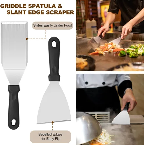 Miniatura 5 de Juego de 14 piezas de accesorios para parrilla, juego de accesorios para parrilla de parte superior plana para Blackstone y Camp Chef, juego