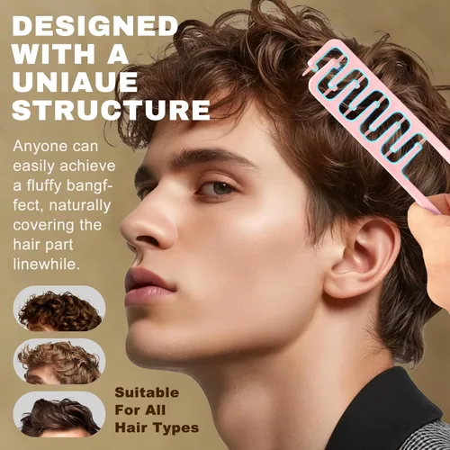 Miniatura 3 de Peine de textura – 2 piezas de peine de pelo de dientes anchos para hombres y mujeres (gris+rosa)