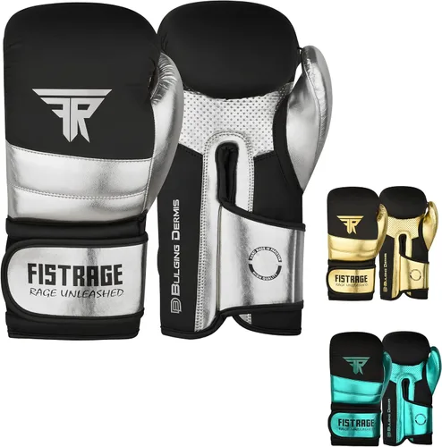 Miniatura 10 de FISTRAGE - Guantes de boxeo de cuero metálico para entrenamiento de artes marciales mixtas, Muay Thai, Kick Boxing, Sparring, bolsa pesada, guantes
