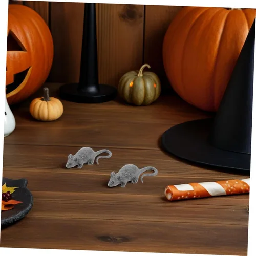 Miniatura 5 de Uonlytech 24pcs Realistic Fake Rat Prank Lightweight Mouse Figurines for Halloween Party Decorations Novelty Trick Joke Props Black and Gray