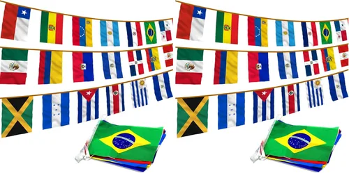 Miniatura 8 de Anley Banderas de cadena de 23 países de América Latina – Surtido de banderas latinas para patrimonio del mes hispano, eventos internacionales