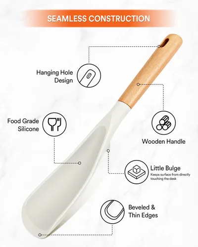 Miniatura 4 de Cuchara de cocina y cuchara de arroz para utensilios de cocina antiadherentes, ideal para cocinar y servir silicona mate resistente sin BPA, cuchara