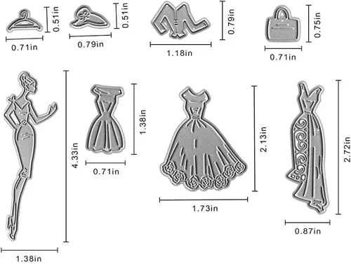 Miniatura 2 de Troqueles de corte de vestido formal para dama, falda de mujer, bolsa de ropa, troquelados, plantillas de metal en relieve, molde de plantilla