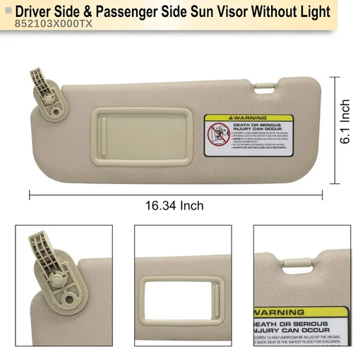 Miniatura 4 de NHILES - Viseras solares de reemplazo para lado del conductor izquierdo y lado del pasajero derecho compatibles con Hyundai Elantra 2011, 2012