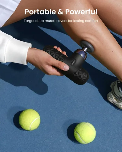 Miniatura 5 de RENPHO Mini pistola de masaje térmica con calor, regalos del día del padre, masajeador portátil de percusión de tejido profundo con 4 cabezales