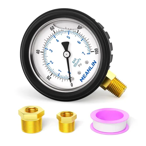 Miniatura 77 de MEANLIN MEASURE - Manómetro de acero inoxidable, relleno de líquido, esfera con cara de 2.5 pulgadas, NPT de 1/4 de pulgada, agua, aceite y gas