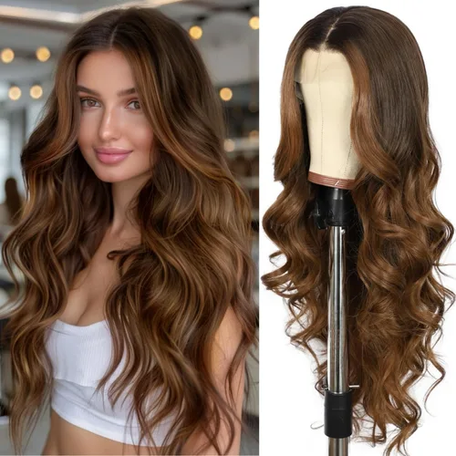 Miniatura 8 de SAPPHIREWIGS Peluca rubia con encaje frontal, pelucas largas y onduladas para mujer, pelucas de color rubio ceniza, resistentes al calor, para Mix