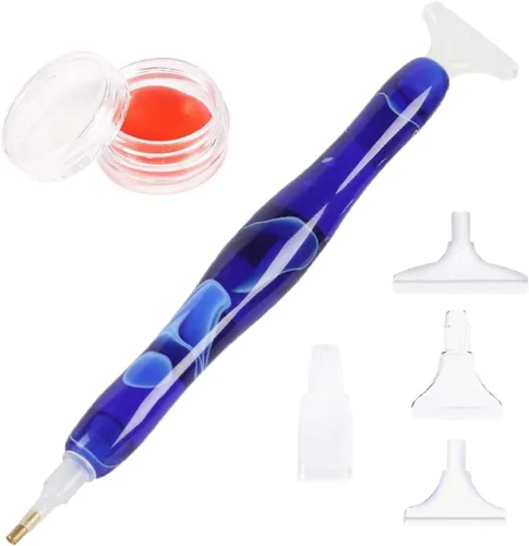 RovyFota Bolígrafo para Pintura de Diamantes, Herramientas de Pintura de Diamantes de Resina Hechas a Mano con Pegamento de Arcilla y Varias Puntas,