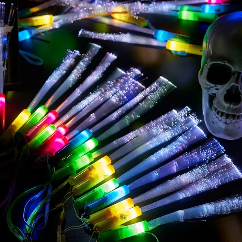 Miniatura 4 de Lewtemi 48 varitas de fibra brillante con luz LED, varitas de fibra óptica LED intermitentes, recuerdos de fiesta ópticos, coloridos, funcionan