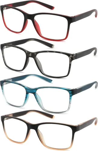Miniatura 7 de Gafas de lectura con bloqueo de luz azul para hombres, paquete de 4 elegantes lectores de computadora con bisagras de resorte, filtro Paquete de 4