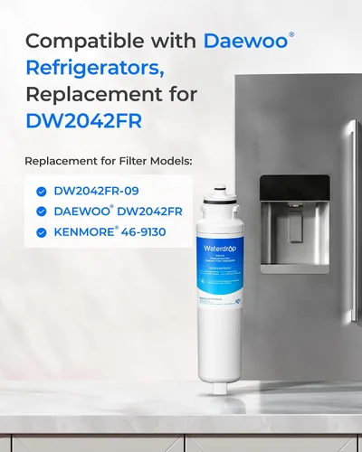Miniatura 2 de Waterdrop Filtro de agua dw2042fr-09, repuesto para Daewoo® DW2042FR, DW2042FR-09, Kenmore 46-9130, Aqua Crystal DW2042F-09, FRN-Y22D2V, 3 filtros