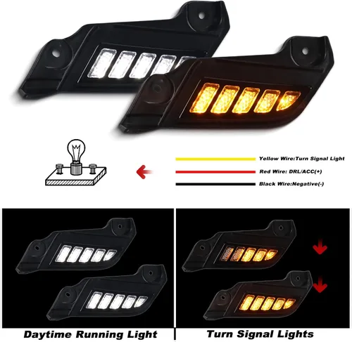 Miniatura 3 de Switchback - Luz marcadora lateral delantera blanca/ámbar para faro, lámpara de circulación diurna con función de señal de giro intermitente