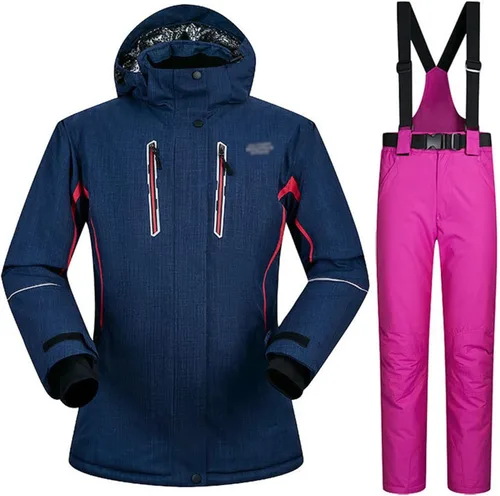 Miniatura 23 de Conjunto de chaquetas y pantalones de esquí para mujer, invierno al aire libre, talla grande, trajes de esquí cálidos con capucha, trajes de nieve E