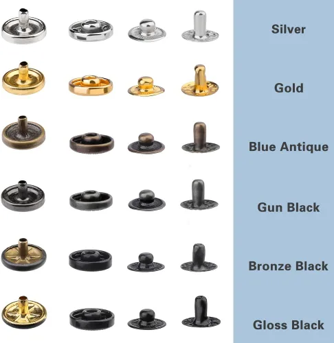 Miniatura 6 de TLKKUE Kit de 120 cierres a presión, botones a presión de 0.394 pulgadas con martillo de goma, botones de presión de metal de 6 colores con 4