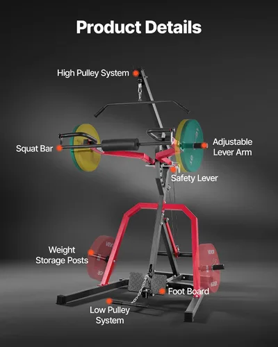 Miniatura 5 de VEVOR Equipo de Gimnasio en Casa, Gimnasio de Palanca con Relación 2:1 Sistema de Fila Baja LAT, Máquina de Entrenamiento de Fuerza