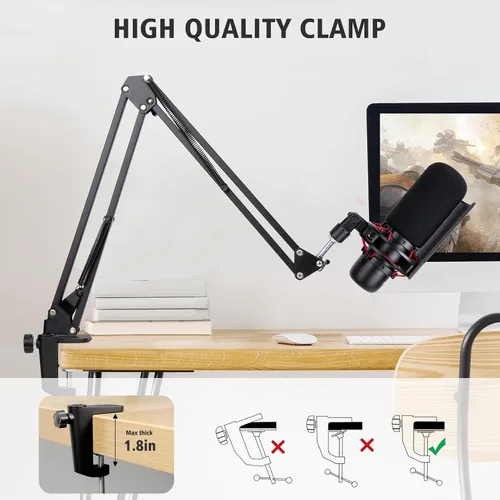 Miniatura 4 de HyperX ProCast - Brazo de brazo de micrófono compatible con HyperX ProCast, soporte de brazo de micrófono con cubierta de micrófono, mejora